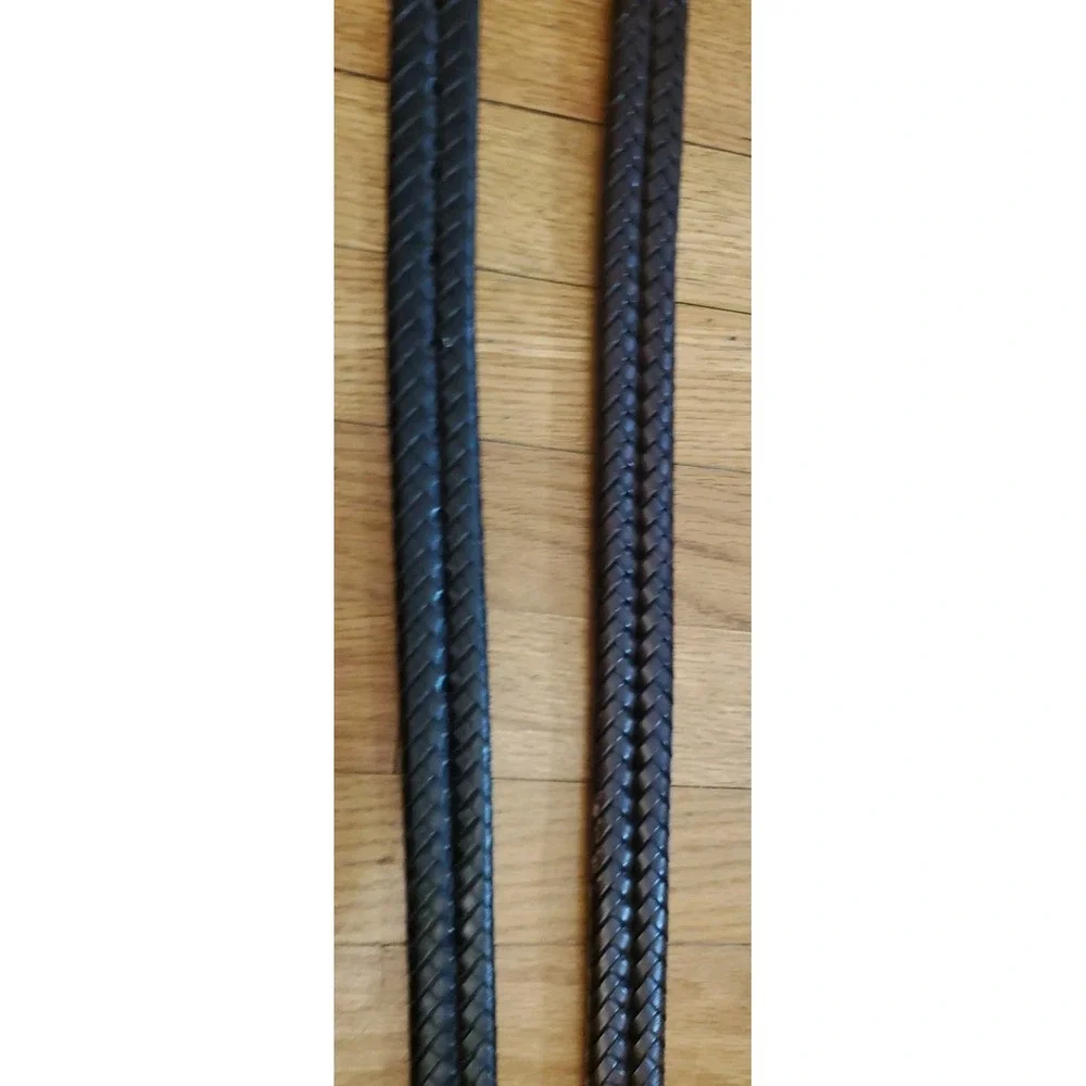 Lot Of 2 FOSSIL Mens Braided Brown & Black Leather Belts 34 Distressed